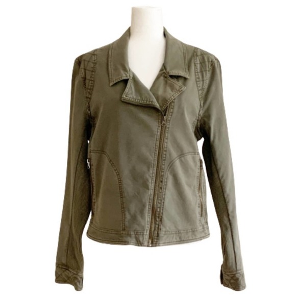 Anthropologie Jackets & Blazers - Anthropologie by Anthropologie Olive Green Asymmetrical Zip Moto Jacket Size XL